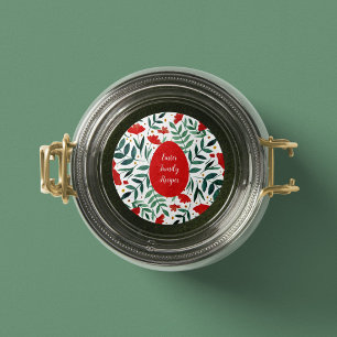 Sticker Rond Fleurs d'aquarelle de jardin magiques en rouge et 