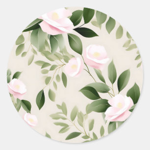Sticker Rond Fleurs d'aquarelle délicates Motif Eucalyptus