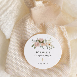 Sticker Rond Fleurs d'aquarelle neutres simples   Confirmations