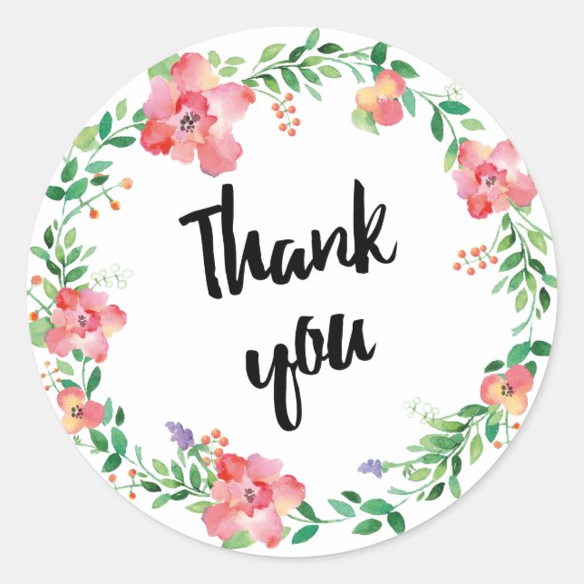 Sticker Rond Fleurs d'aquarelles (Devant)