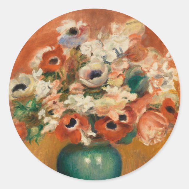Sticker Rond Fleurs d'August Renoir, Art (Devant)