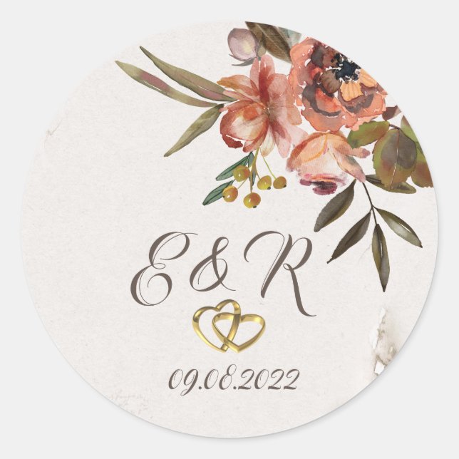 Sticker Rond Fleurs d'automne à l'aquarelle (Devant)