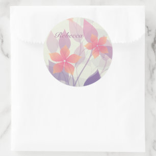 Sticker Rond Fleurs d'automne personnalisées et Feuilles sur ve