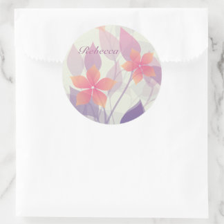 Sticker Rond Fleurs d'automne personnalisées et Feuilles sur ve