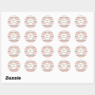 Sticker Rond Fleurs de bébé en rose et gris