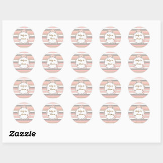 Sticker Rond Fleurs de bébé en rose et gris