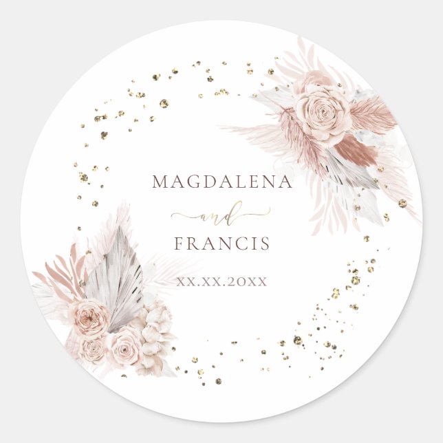 Sticker Rond fleurs de boho mariages (Devant)