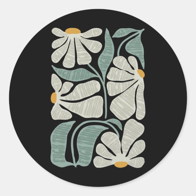 Sticker Rond Fleurs de Boho subtiles anti-Trump (Devant)