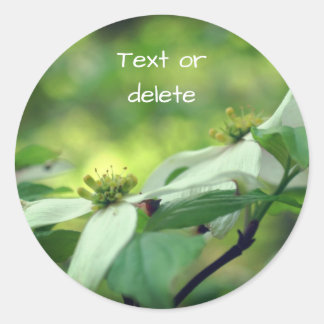 Sticker Rond Fleurs de bois de chien blanc personnalisées