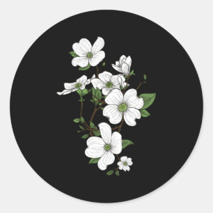 Sticker Rond Fleurs de bois de chien printemps