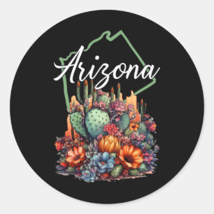 Sticker Rond Fleurs de cactus fleuries de l'Arizona Cool en ple