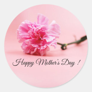 Sticker Rond Fleurs de carnation roses La mère de la Fête des