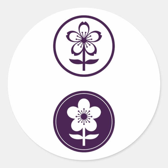 Sticker Rond fleurs de cerisier et de pomme (Devant)
