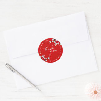 Sticker Rond Fleurs de cerisier Sakura Zen blanc Mariage asiati