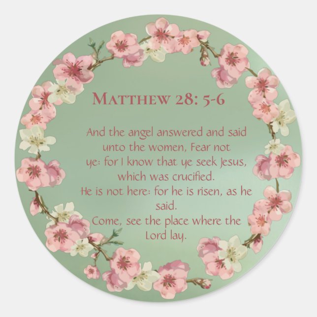 Sticker Rond Fleurs de cerisiers en rose et Turquoise (Devant)