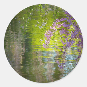 Sticker Rond Fleurs de cerisiers impressionnistes