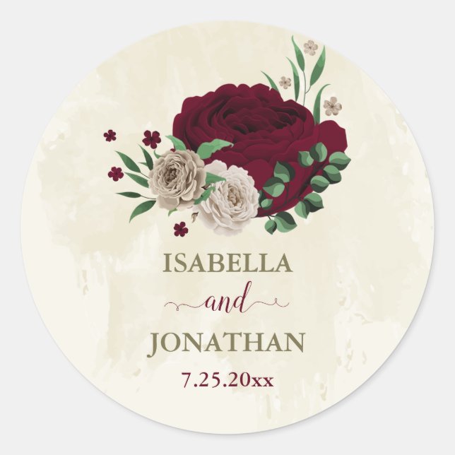 Sticker Rond Fleurs de champagne de Bourgogne mariage (Devant)
