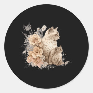 Sticker Rond Fleurs De Chat Chat Motif Pour Tous Ceux Qui Chat