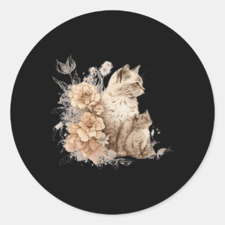 Sticker Rond Fleurs De Chat Chat Motif Pour Tous Ceux Qui Chat