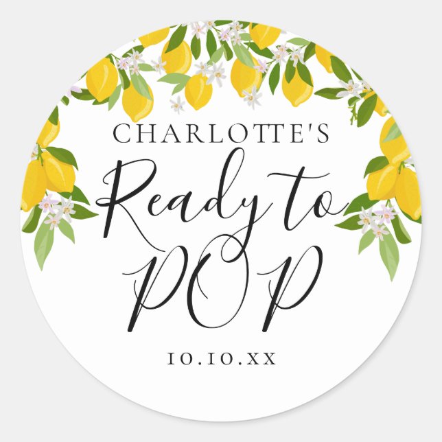 Sticker Rond Fleurs de citron verdure Prête à POP Baby Shower (Devant)