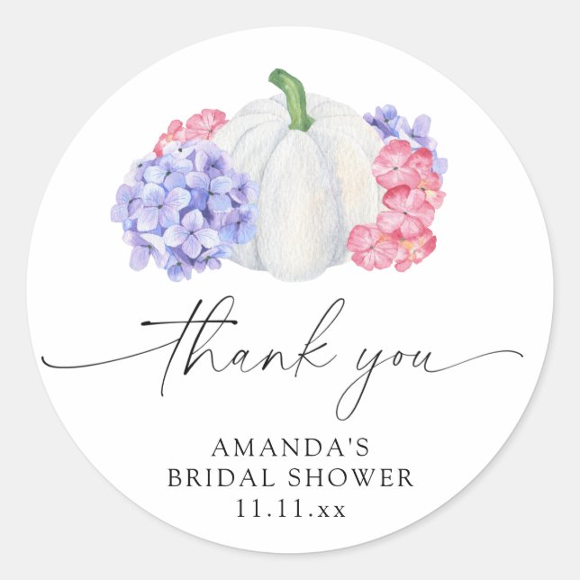 Sticker Rond Fleurs de citrouille blanche et d'hortensia pour l (Devant)