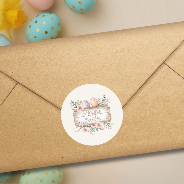 Sticker Rond Fleurs de collection Joyeuses Pâques (Créateur téléchargé)