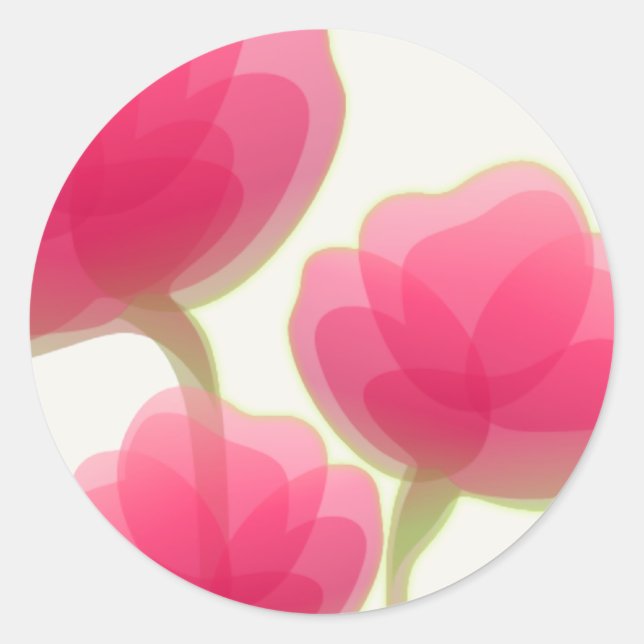 Sticker Rond Fleurs de couleur rose (Devant)