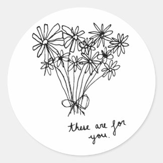 Sticker Rond Fleurs de croquis minuscules "Ce sont pour vous."