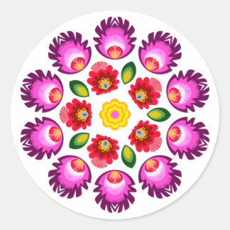 Sticker Rond fleurs de design polonais