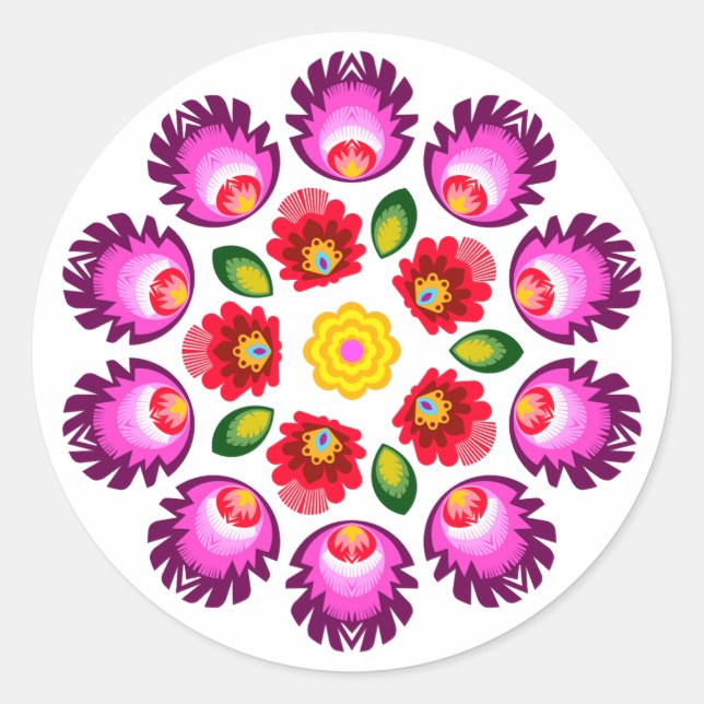Sticker Rond fleurs de design polonais (Devant)