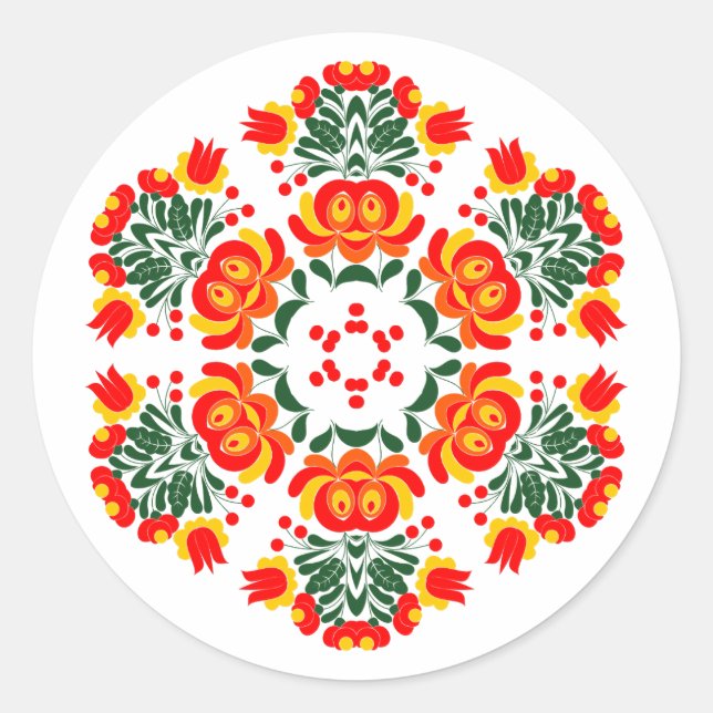 Sticker Rond fleurs de design polonais (Devant)