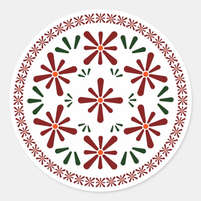Sticker Rond fleurs de design polonais (Devant)