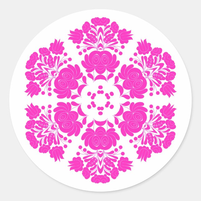 Sticker Rond fleurs de design polonais (Devant)