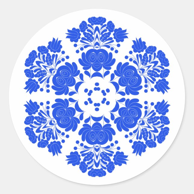 Sticker Rond fleurs de design polonais (Devant)