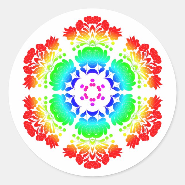 Sticker Rond fleurs de design polonais (Devant)