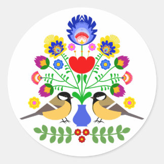 Sticker Rond fleurs de design polonais