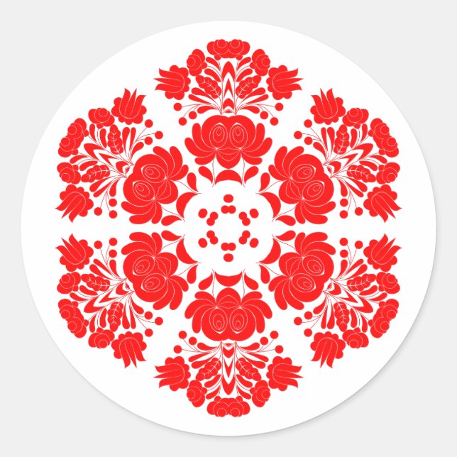 Sticker Rond fleurs de design polonais (Devant)