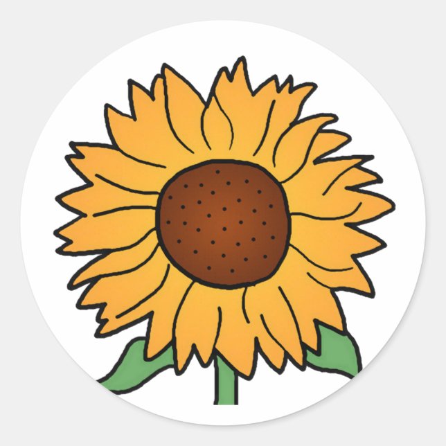 Sticker Rond Fleurs de dessin, tournesol floral d'été (Devant)