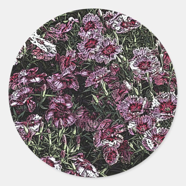STICKER ROND FLEURS DE DIANTHUS (Devant)