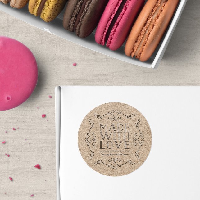Sticker Rond Fleurs de farine kraft fausses rustiques faites av (Créateur téléchargé)