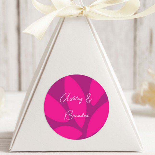 Sticker Rond Fleurs de Fleur Mod Botanique Fuchsia Baby Shower  (Créateur téléchargé)