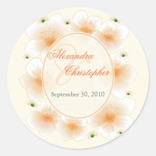Sticker Rond Fleurs de fleurs orange Mariage romantique Favoris