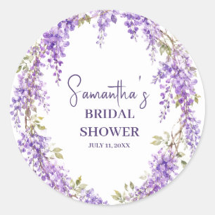 Sticker Rond Fleurs de glycine Fête de douche de mariage à l'aq