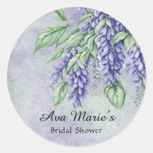 Sticker Rond Fleurs de Glycine Lavande Marbre Lavabo Nuptial
