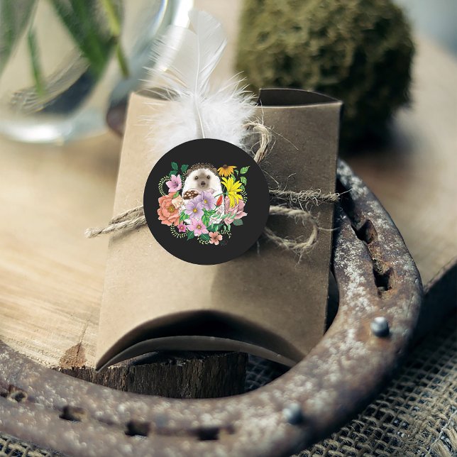 Sticker Rond Fleurs de hérisson mignonnes (Créateur téléchargé)