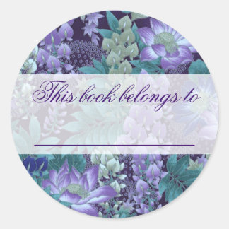 Sticker Rond Fleurs de jungle violettes et Turquoises