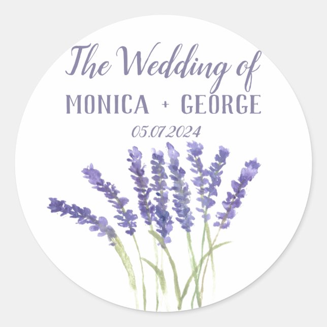 Sticker Rond Fleurs de lavande aquarelle herbes rustiques  (Devant)