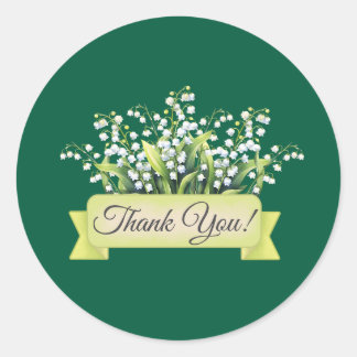 Sticker Rond Fleurs de lys avec bannière Floral Merci