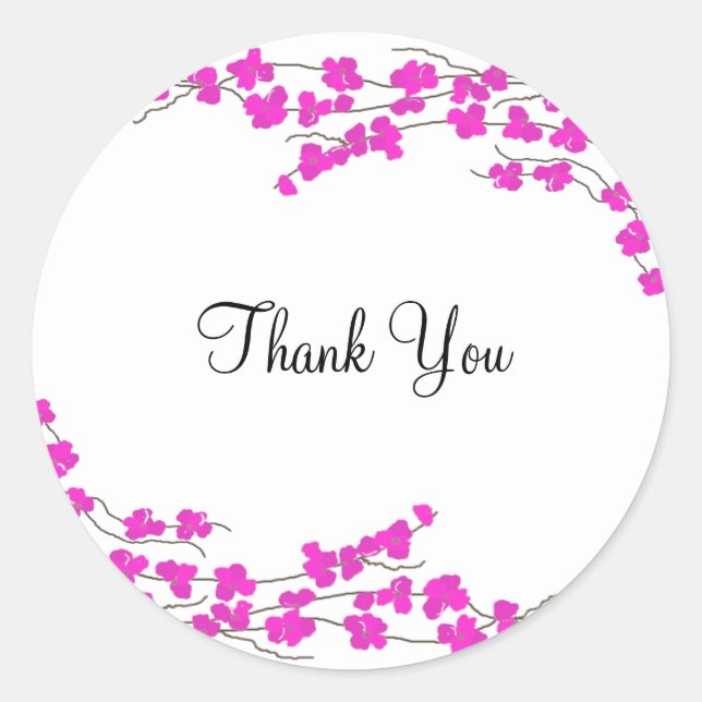 Sticker Rond Fleurs de Magenta Merci (Devant)