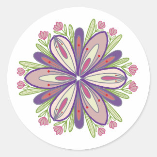 Sticker Rond Fleurs de mandala auto-amoureuses